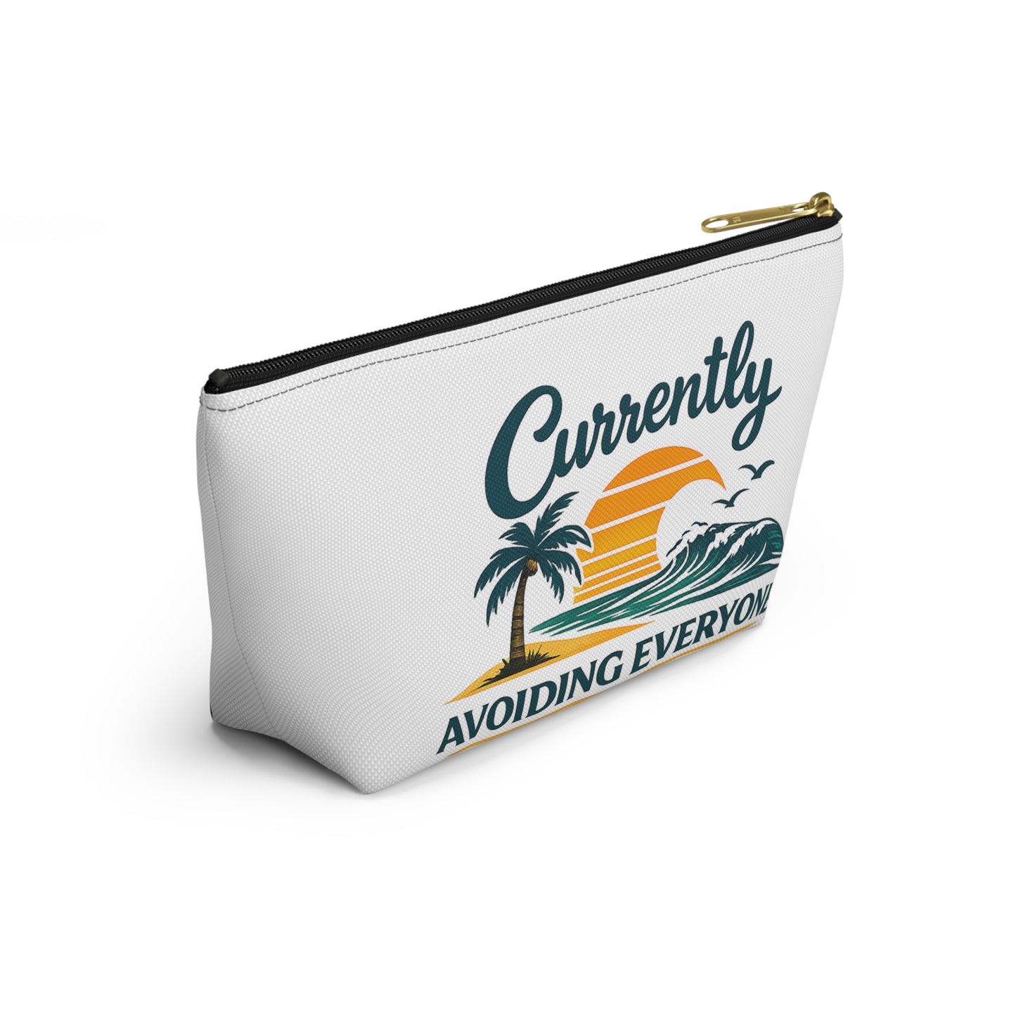 Accessory Pouch — "Currently Avoiding Everyone" Beach Sunset Travel Cosmetic Bag