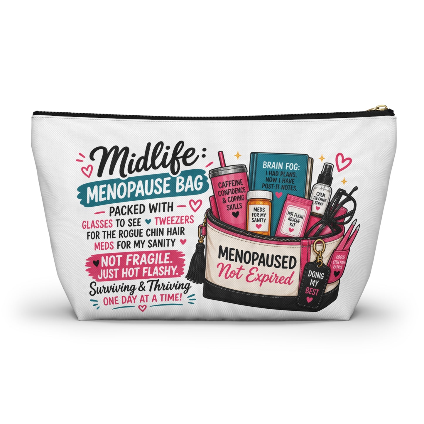 Menopause Accessory Pouch — 'Midlife: Menopause Bag' Cosmetic Organizer
