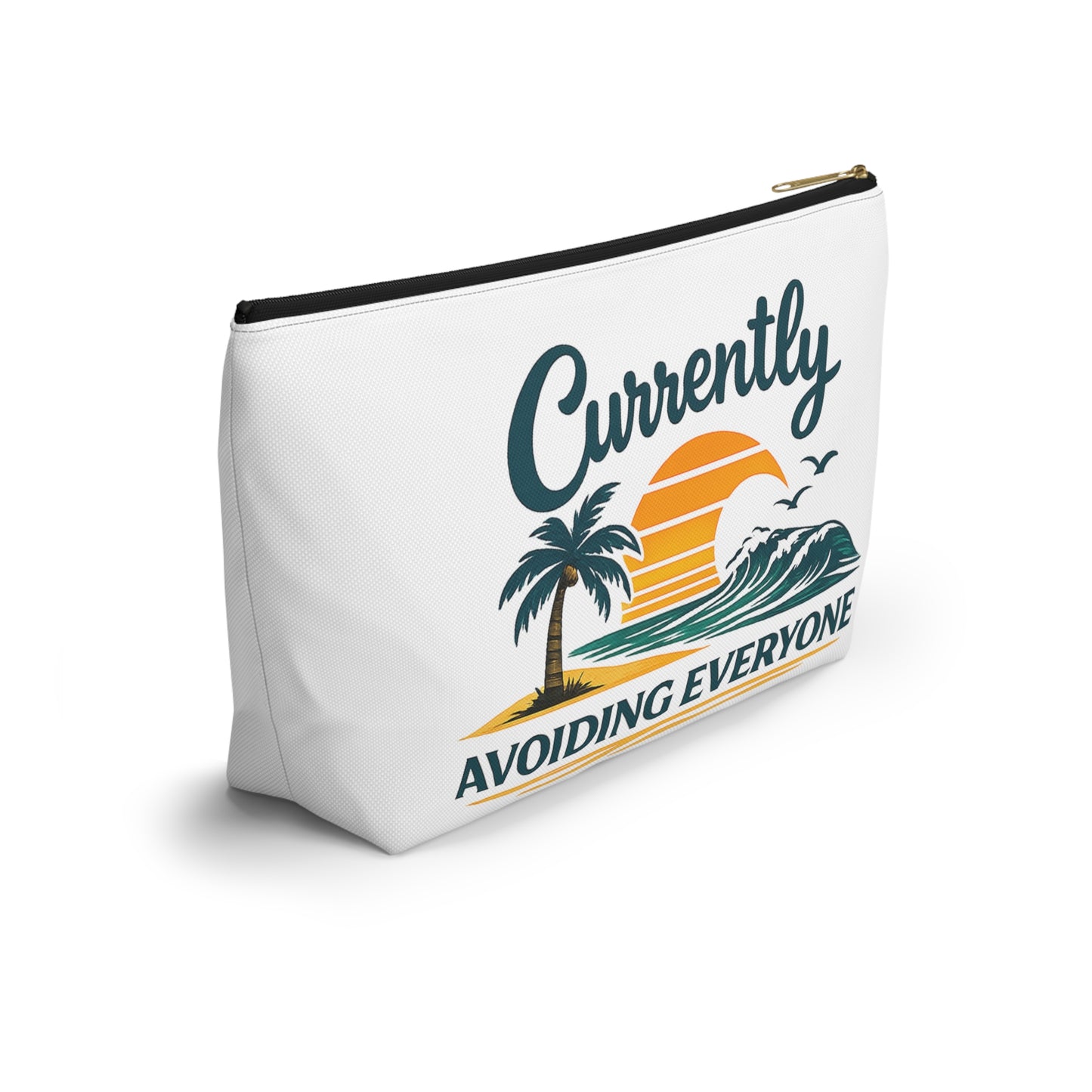 Accessory Pouch — "Currently Avoiding Everyone" Beach Sunset Travel Cosmetic Bag