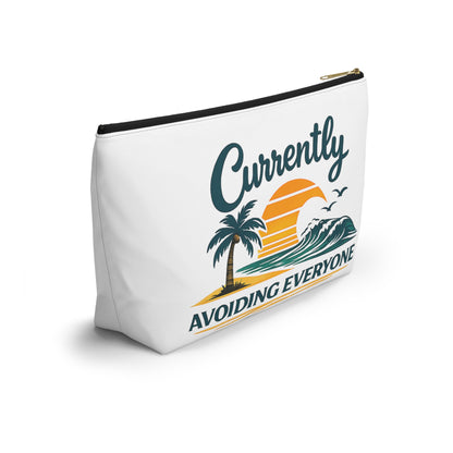Accessory Pouch — "Currently Avoiding Everyone" Beach Sunset Travel Cosmetic Bag