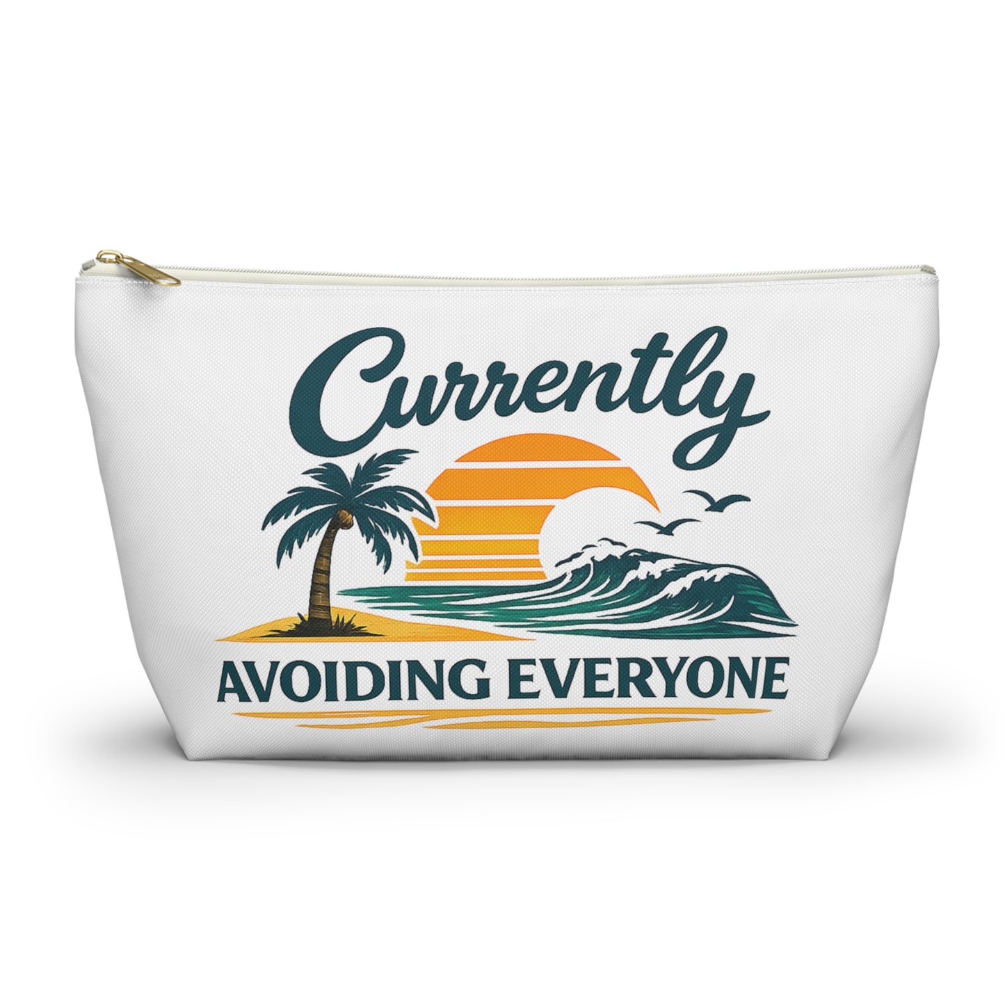 Accessory Pouch — "Currently Avoiding Everyone" Beach Sunset Travel Cosmetic Bag