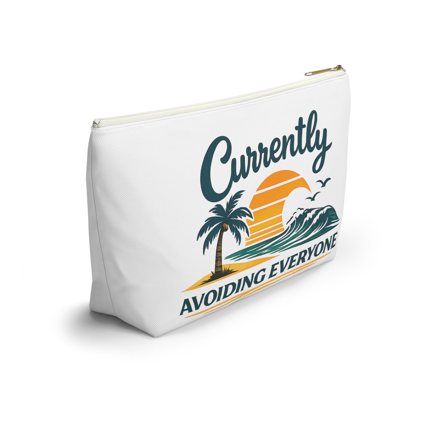 Accessory Pouch — "Currently Avoiding Everyone" Beach Sunset Travel Cosmetic Bag