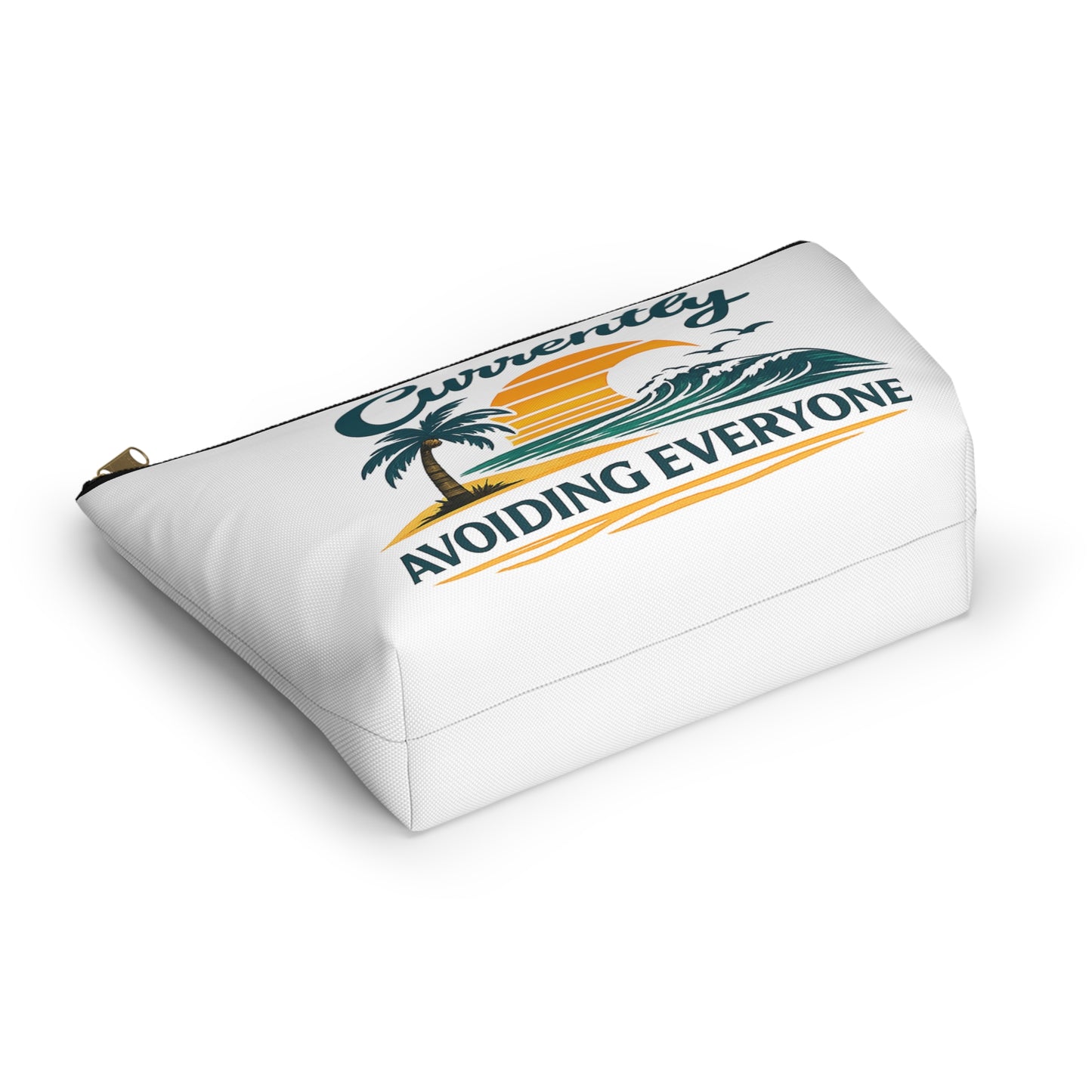 Accessory Pouch — "Currently Avoiding Everyone" Beach Sunset Travel Cosmetic Bag
