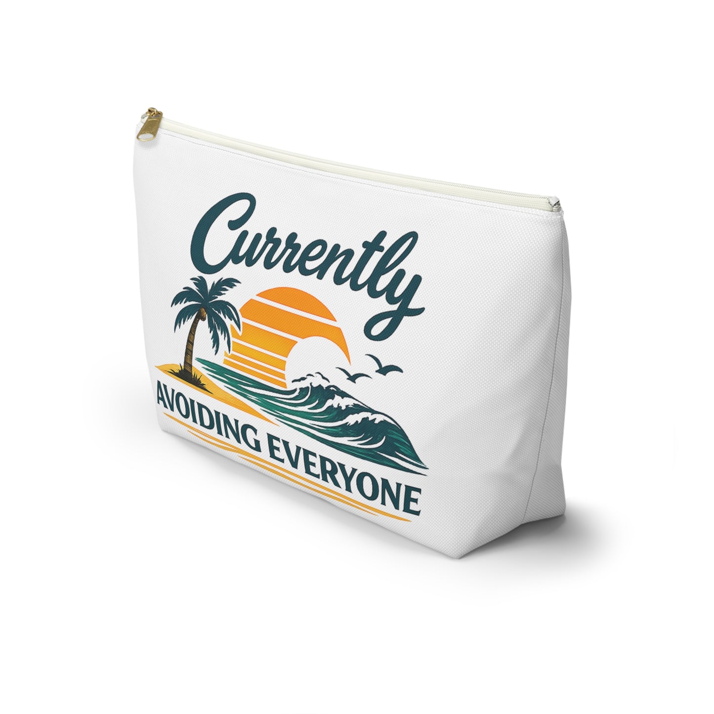 Accessory Pouch — "Currently Avoiding Everyone" Beach Sunset Travel Cosmetic Bag