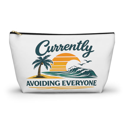 Accessory Pouch — "Currently Avoiding Everyone" Beach Sunset Travel Cosmetic Bag