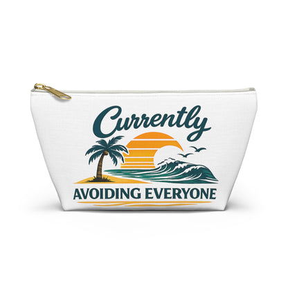 Accessory Pouch — "Currently Avoiding Everyone" Beach Sunset Travel Cosmetic Bag