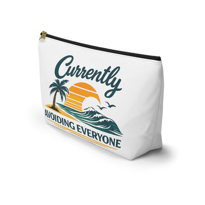 Accessory Pouch — "Currently Avoiding Everyone" Beach Sunset Travel Cosmetic Bag