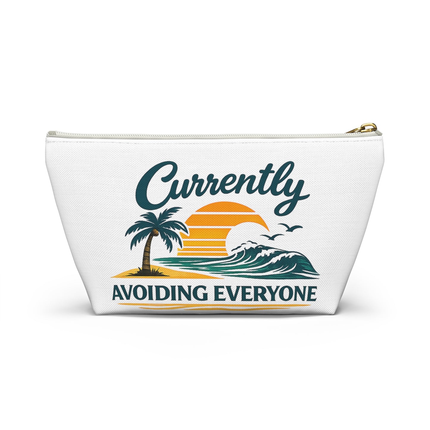 Accessory Pouch — "Currently Avoiding Everyone" Beach Sunset Travel Cosmetic Bag