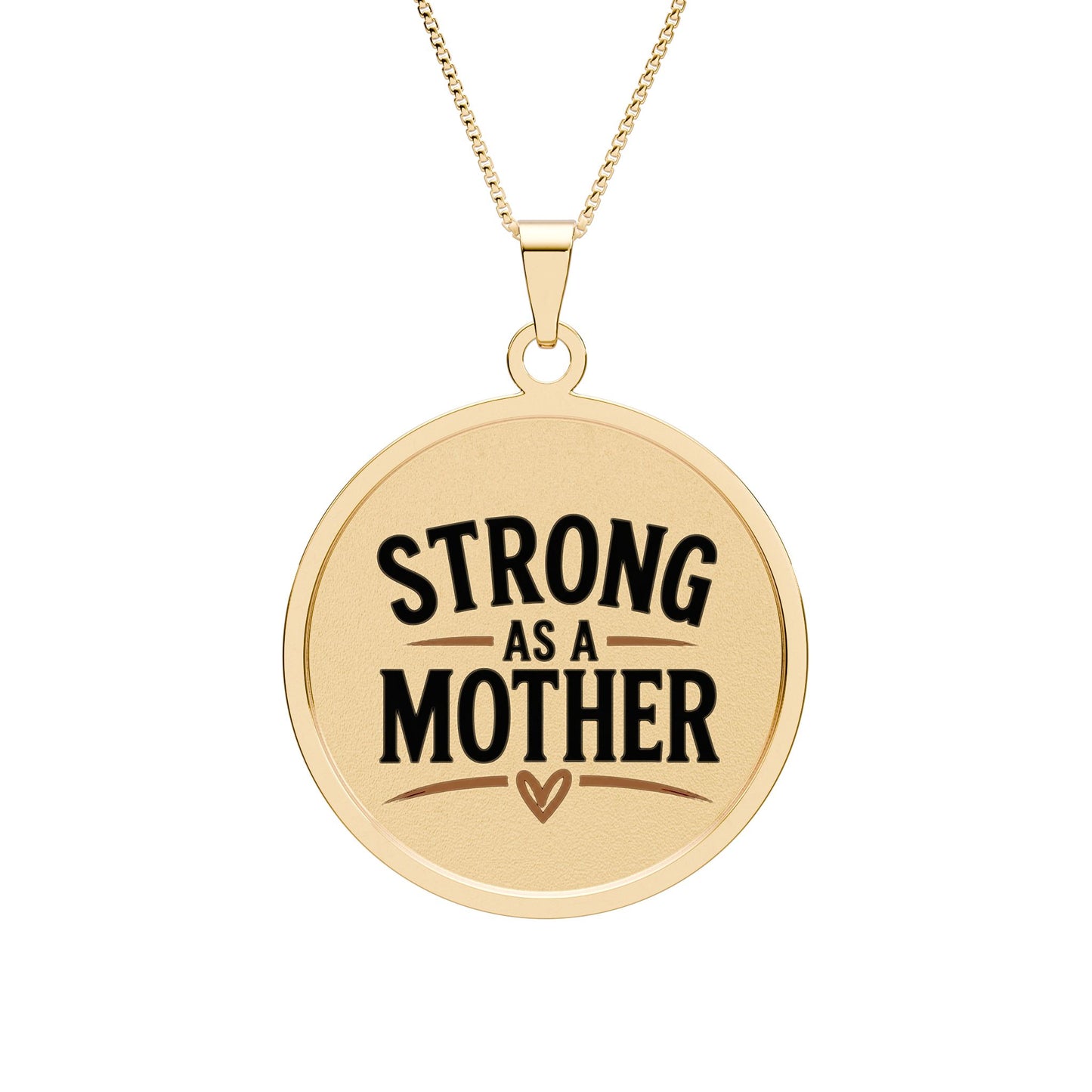 Strong As A Mother Round Photo Pendant Necklace