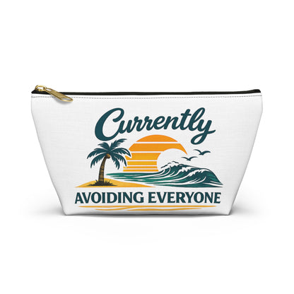 Accessory Pouch — "Currently Avoiding Everyone" Beach Sunset Travel Cosmetic Bag