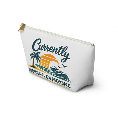 Accessory Pouch — "Currently Avoiding Everyone" Beach Sunset Travel Cosmetic Bag