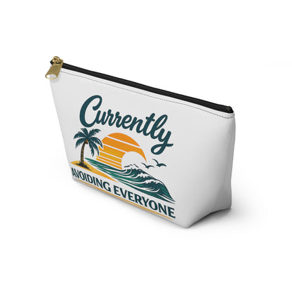 Accessory Pouch — "Currently Avoiding Everyone" Beach Sunset Travel Cosmetic Bag