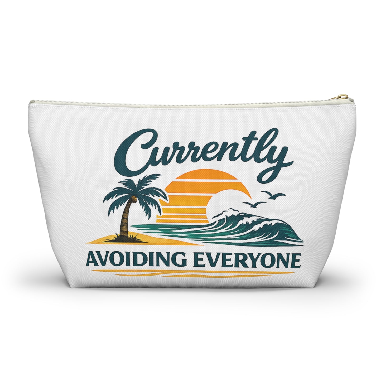 Accessory Pouch — "Currently Avoiding Everyone" Beach Sunset Travel Cosmetic Bag